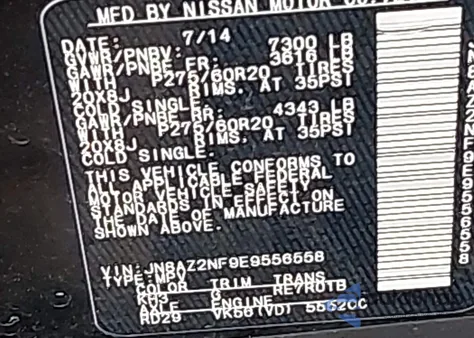 2014 Infiniti Qx80 from USA, damaged, VIN JN8AZ2NF9E9556558